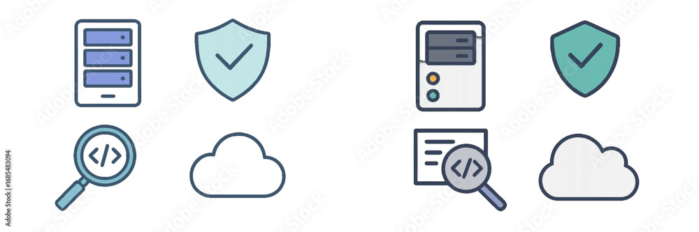 Poster digital data storage, network security, and cloud technology concepts for modern it infrastructure a