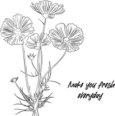 Illustration flower hand drawn backgound