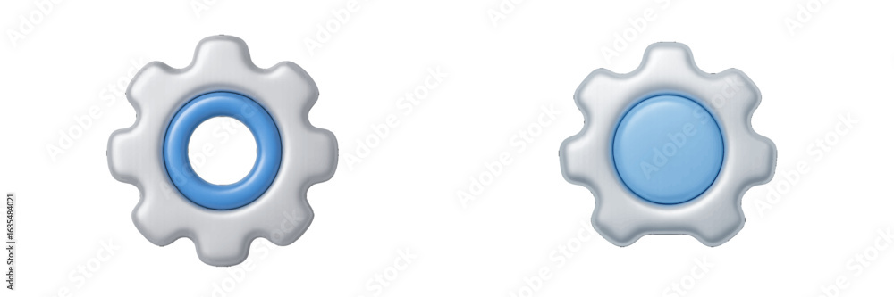 Poster set of modern 3d gear icons for settings and configuration options. realistic cogwheel symbol for us