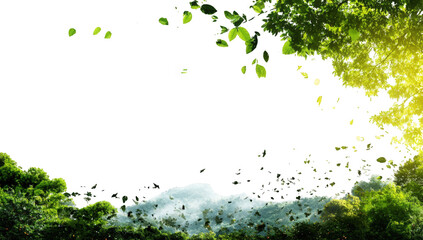 Lush green foliage bursts from a dark background