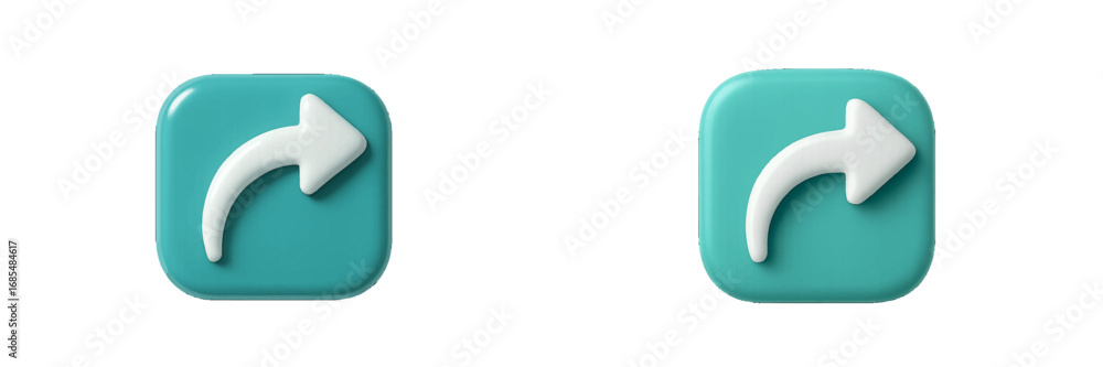 Aufkleber 3d share icon with curved arrow on a teal button for user interface design and social media applicat