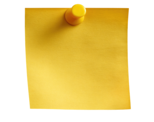 Blank yellow sticky note pinned to a dark background
