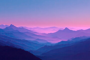 Mountain range at dawn, vibrant colors