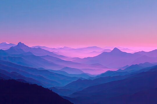 Mountain range at dawn, vibrant colors - Powered by Adobe