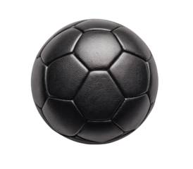 A black, glossy soccer ball
