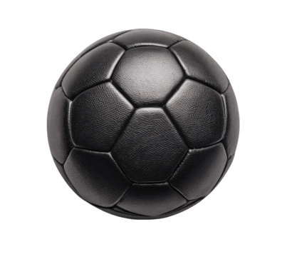 A black, glossy soccer ball - Powered by Adobe