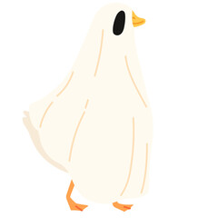 Silly Goose Halloween Wearing a Ghost Costume Illustration