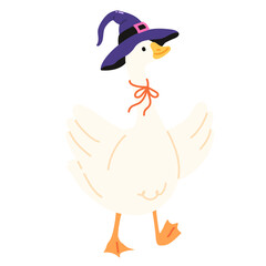 Silly Goose Wearing a Witch Hat Illustration