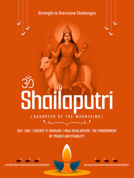Day 1 &ndash; Shailaputri (Daughter of the Mountains), On the first day of Navratri, we invoke Maa Shailaputri, the embodiment of power and stability.