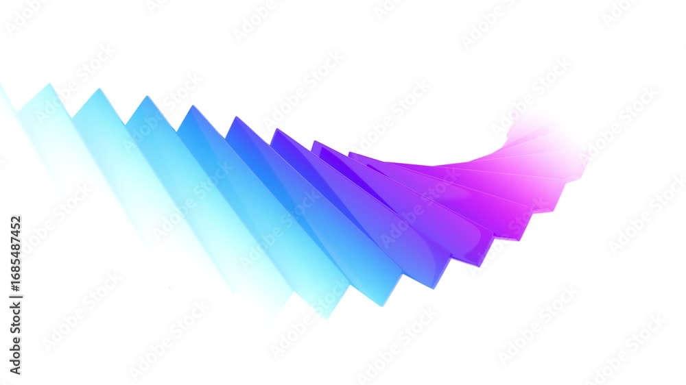 Poster abstract colorful shape on white background, 4k seamless loop animation, 3d render