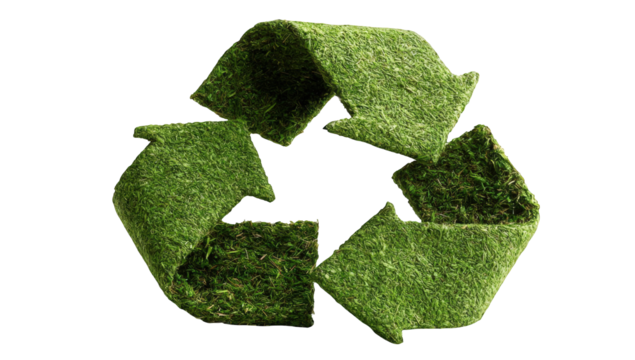 Circular green grass recycling symbol
