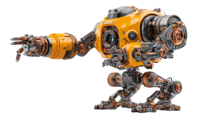 A futuristic, articulated robot