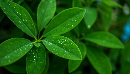 Close-up of lush green leaves