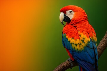 Fototapeta premium Vivid Parrot Close-Up with Vibrant Feather Details - Tropical Bird Photography