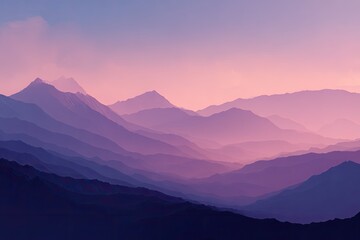 Misty mountain range at dawn