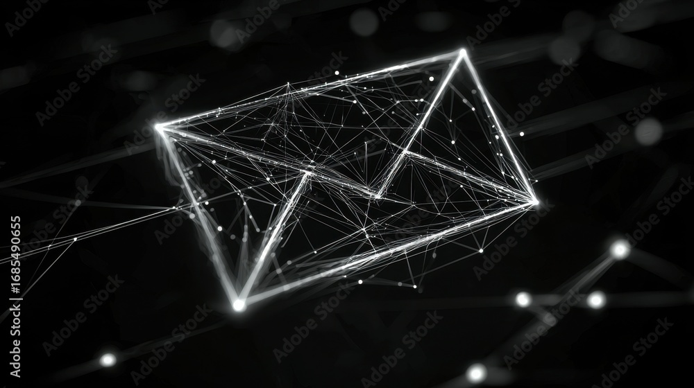 Poster digital envelope symbolizing communication and connectivity in a futuristic network environment