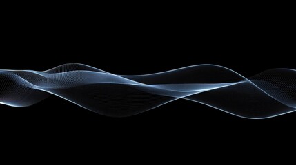 Flowing digital wave pattern creates a visual representation of sound frequencies in a sleek black background environment