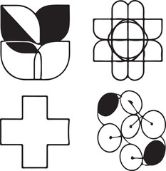 Abstract Geometric and Organic Symbols Vector Set - Complex Modern Designs