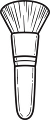 A simple, black-and-white line drawing of a makeup brush, cosmetics, beauty, and makeup.