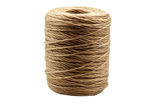 Brown Natural Jute Twine Roll Isolated on a Transparent Background
