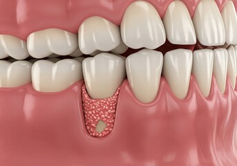 Innovative dental illustration displaying gum disease and bone loss near teeth for educational materials or advertising campaigns showcasing dental health