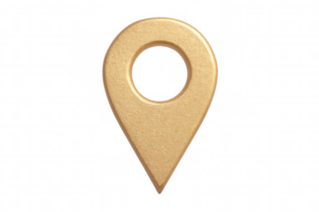 Golden location pin on clear background, perfect for travel and navigation themes
