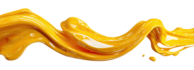 Dynamic, flowing, vibrant yellow liquid splash
