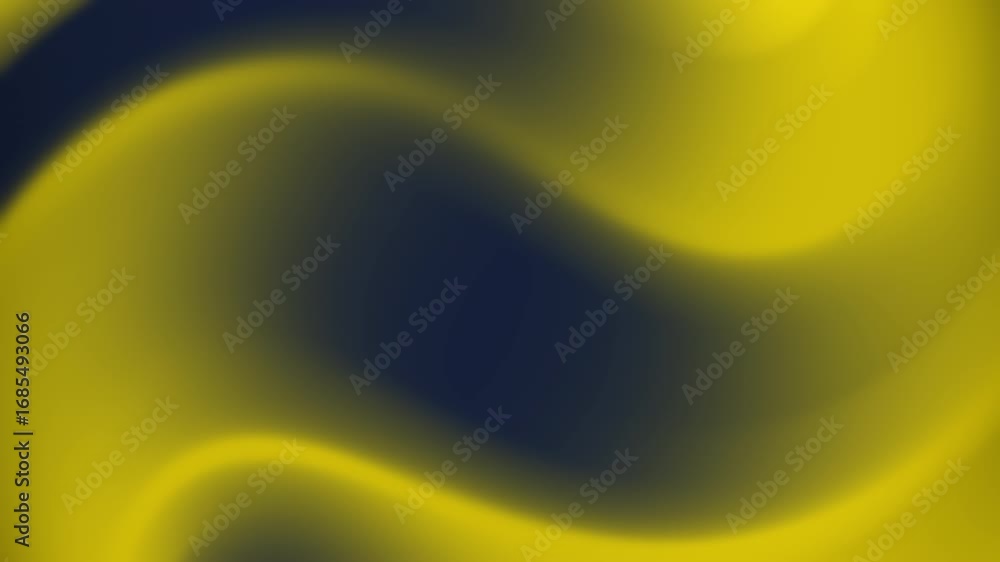 Poster abstract smooth gradient background with dynamic waves in yellow and dark blue
