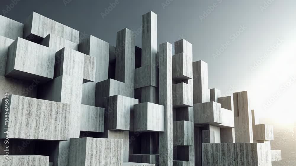 Poster abstract concrete blocks structure creating modern architectural design