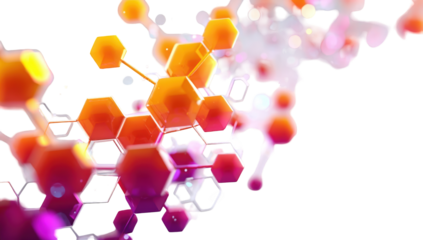 Abstract digital illustration of interconnected hexagonal shapes in vibrant colors