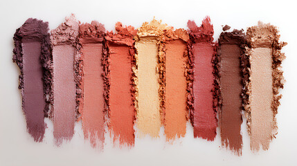 Makeup palette swatches in various shades