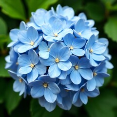 Blue Hydrangea Cluster, round bouquet-like flower.