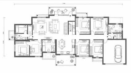 House Floor Plans Vector | CAD Drawing of Villa and Apartment Architectural Project
