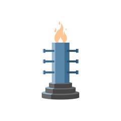 Stylized Industrial Furnace with Flames and Bolts Illustration.