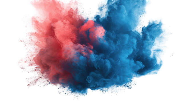 Abstract explosion of vibrant red and blue