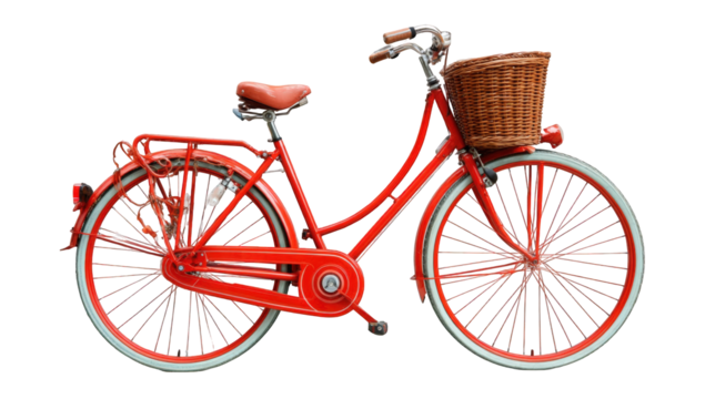 Red bicycle with basket