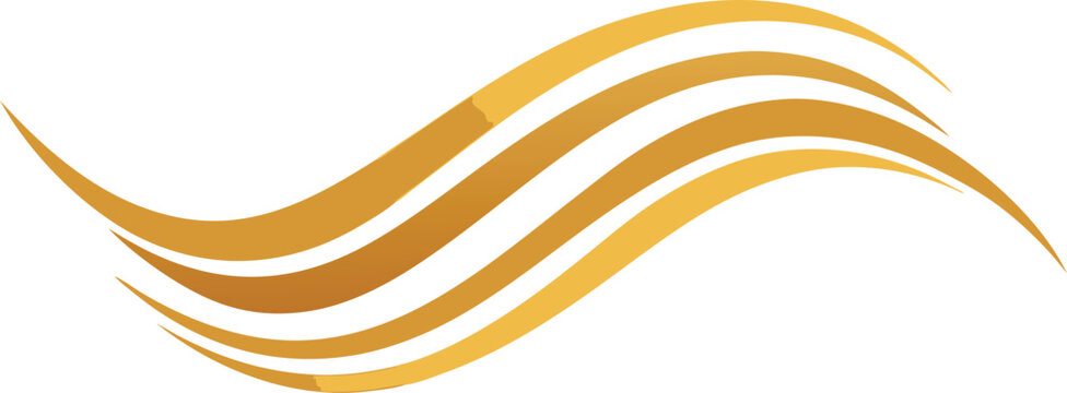 Vector art of golden wave design, representing hair, beauty, and elegance in a modern and abstract graphic illustration