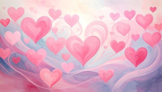 Abstract hearts floating in a pastel background