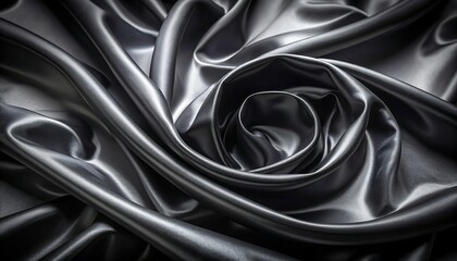 Obraz premium Luxurious Black Satin Fabric Swirl