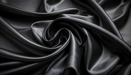 Fototapeta premium Luxurious Dark Silk Fabric with Flowing Folds and Elegant Drapes