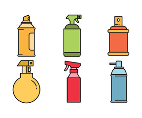 spray bottle icons set vector illustration
