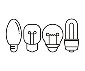 light bulb line icons set