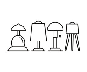bedside lamp and floor lamp icons set vector illustration
