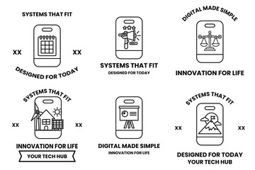 The image is a collection of six different designs