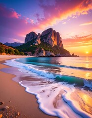 Sunrise over a serene beach