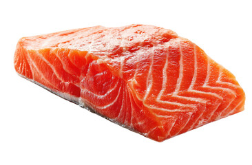 Close-up of a salmon fillet, vibrant red,  fresh, and slightly textured