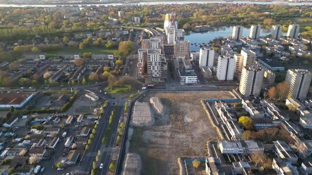Aerial view of Abbey Wood, London, UK. Drone shot