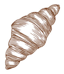 Detailed line drawing of a croissant