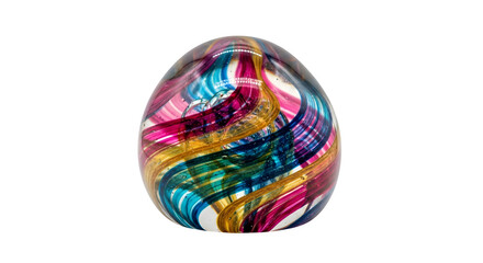 Obraz premium Colorful glass art paperweight isolated on transparent background in studio shot