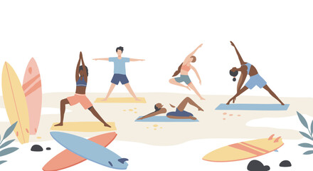 Modern Beach and Surf Vibes Vector Illustrations